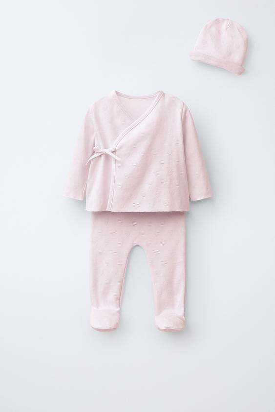 Zara - Newborn Heart Set With Pouch - Pastel Blue - 0-1 Months (22,0 Inches) - Kids | Zara US