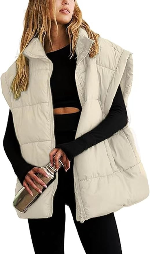 InterNos Womens Winter Puffer Vest Zip Up Stand Collar Sleeveless Padded Gilet Puffy Jacket | Amazon (US)