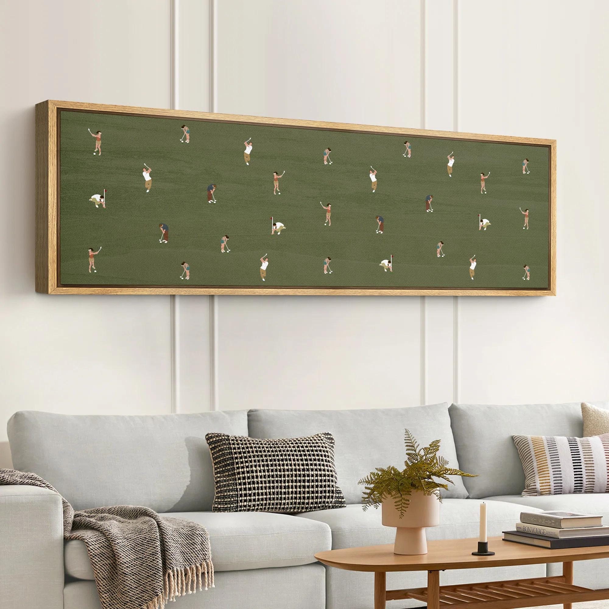 IDEA4WALL Whimsical Golfers on Green Large Framed Canvas Print Wall Art, Playful Mid-Century Deco... | Wayfair North America