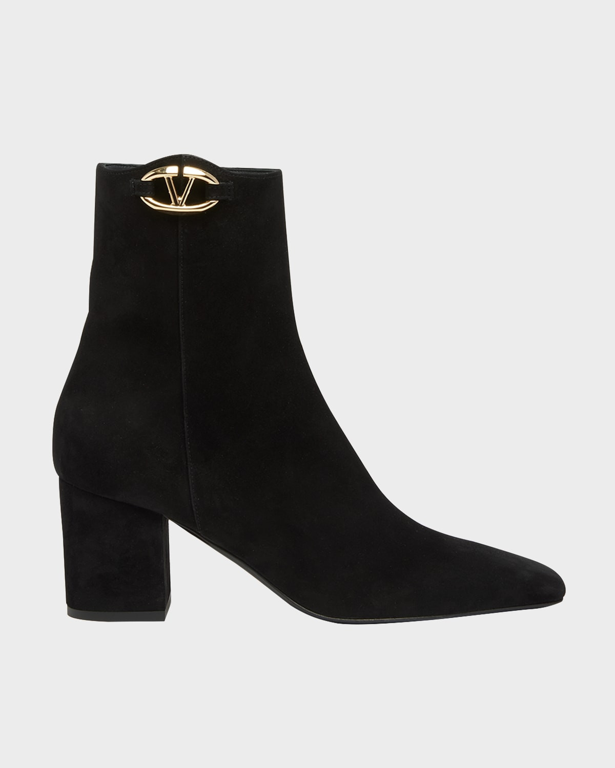 VLogo Leather Block-Heel Ankle Boots | Neiman Marcus