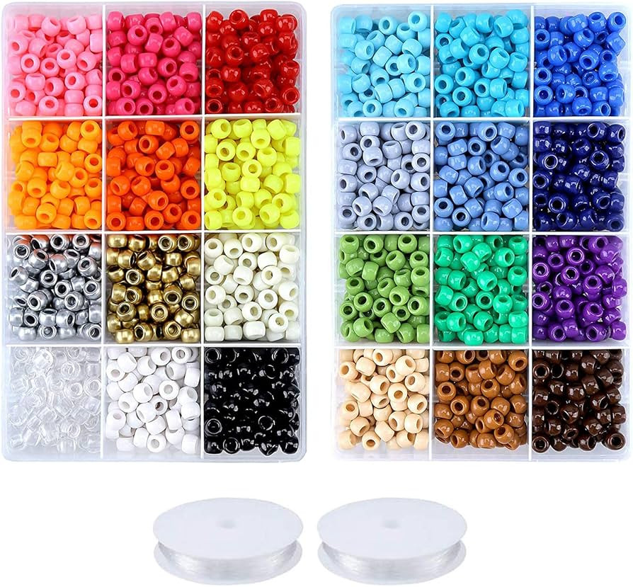 Greentime 9mm Pony Beads Bracelets Making Kit,Rainbow Kandi Rave Beads Set | Amazon (US)
