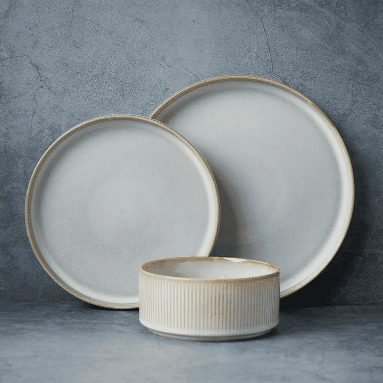 Famiware Star Stoneware Dinnerware Sets, Plates and Bowls Set for 4, 12 Piece Dish Set, Cappuccin... | Walmart (US)