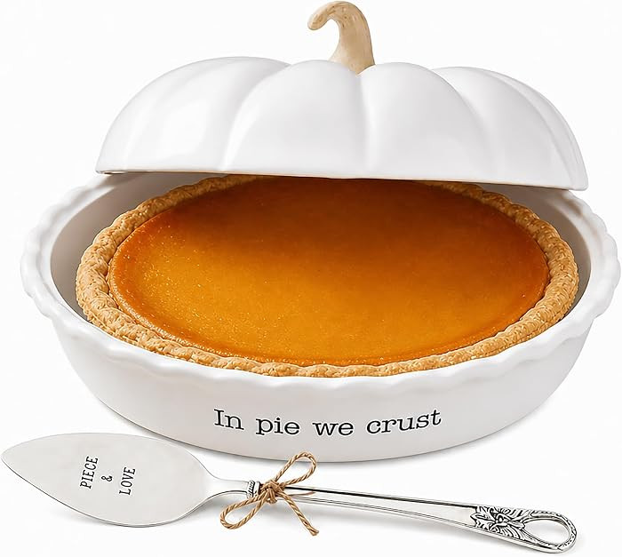 Mud Pie Circa Pumpkin Pie Dish Set, White Plate | Amazon (US)