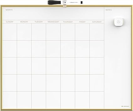 U Brands Magnetic Monthly Calendar Dry Erase Board, 20 x 16 Inches, Gold Aluminum Frame - 364U00-... | Amazon (CA)