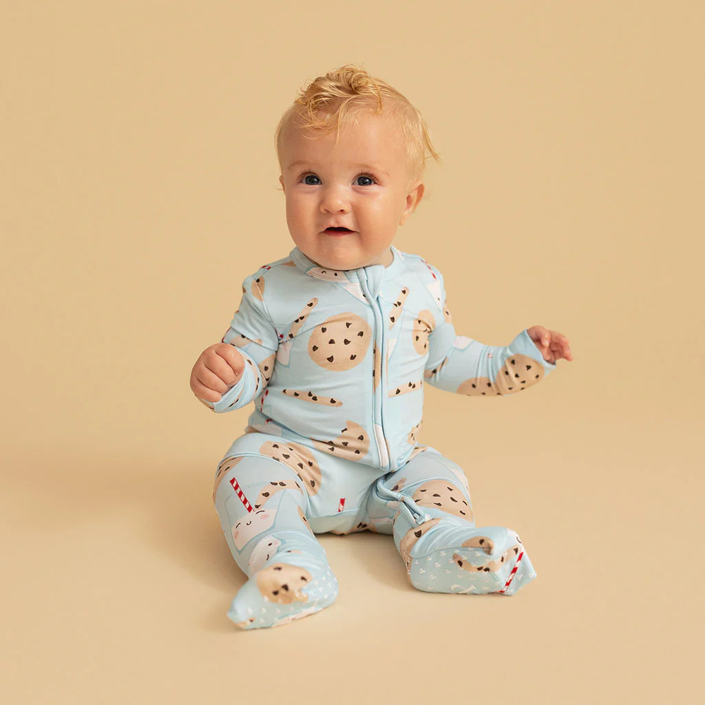 Milk & Cookies Blue Baby Convertible Sleeper | Chocolate Chip Cookies | Posh Peanut