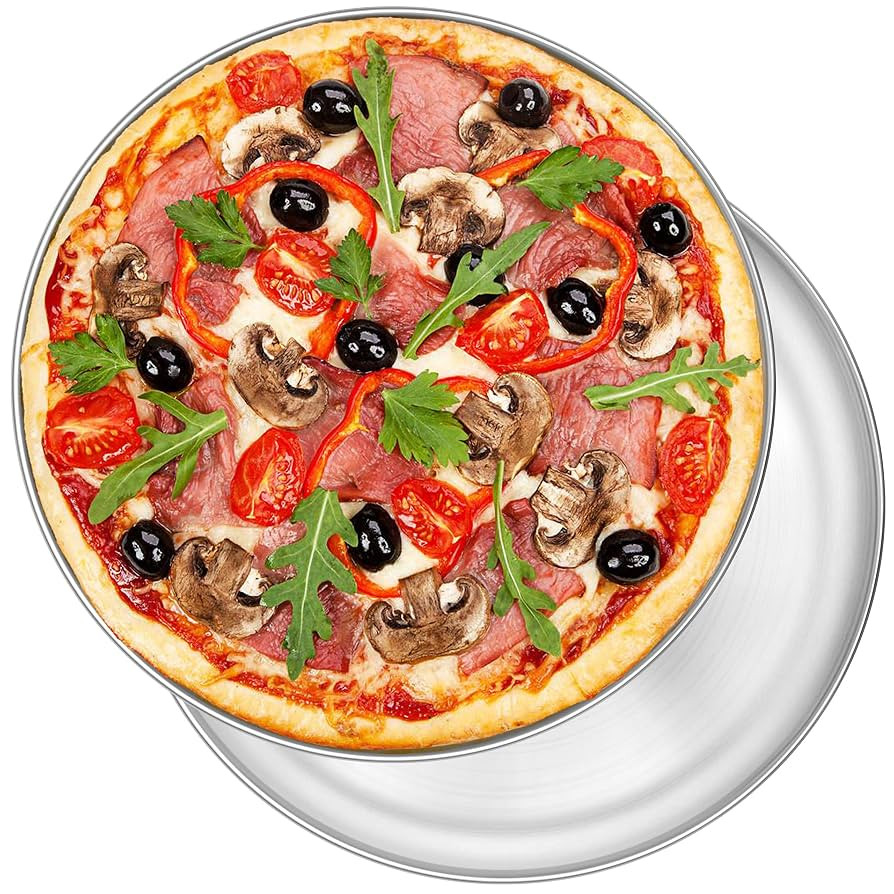 P&P CHEF Pizza Pan Set of 2, Stainless Steel Pizza Tray, Round Pizza Plate For Pie Cookie Pizza C... | Amazon (US)