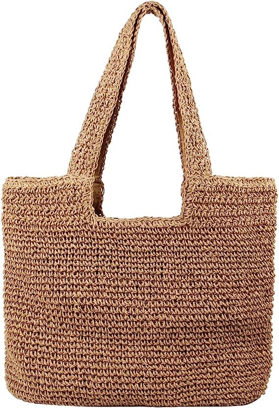 Freie Liebe Straw Beach Bag for Women Summer Woven Tote Bag Shoulder Handbags | Amazon (US)