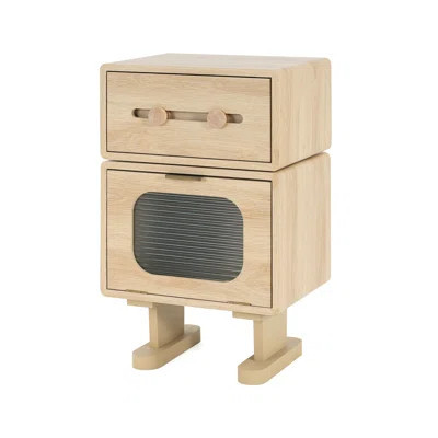 MDF CREATIVE ROTATABLE ROBOT STORAGE SIDE TABLE, NATURAL | Wayfair North America