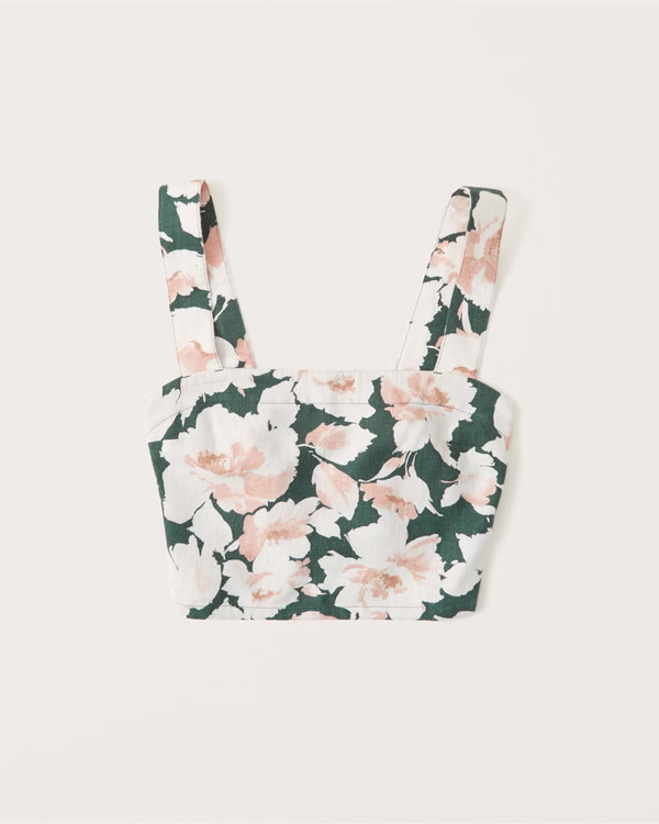 Abercrombie / Vacation Outfit / Cropped Linen-Blend Top | Abercrombie & Fitch (US)