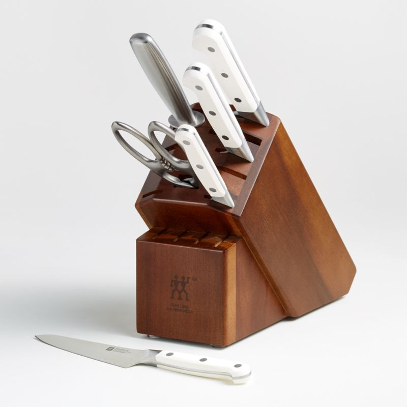 ZWILLING Pro Le Blanc 7-Piece Acacia Knife Block Set + Reviews | Crate & Barrel | Crate & Barrel