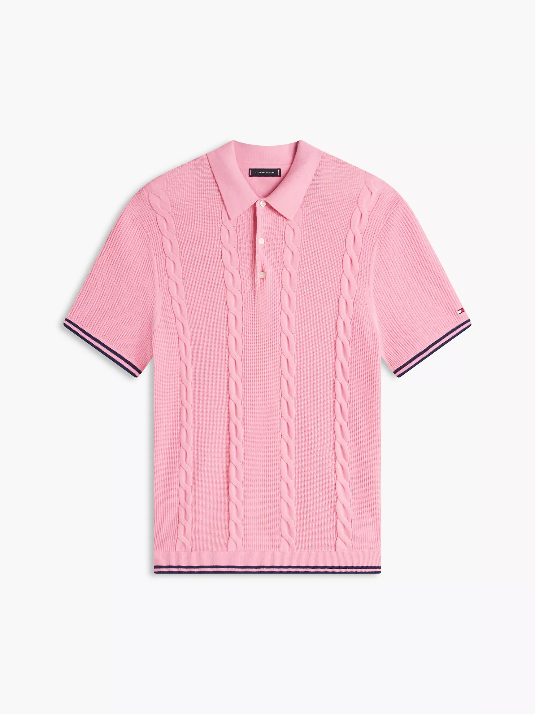 Short-Sleeve Cable Knit Sweater Polo | Tommy Hilfiger | Tommy Hilfiger (US)