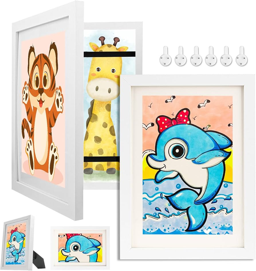 2 Packs Kids Art Frame, 8.5x11 Artwork Picture Frames Changeable with Stand, Front Opening Pictur... | Amazon (US)