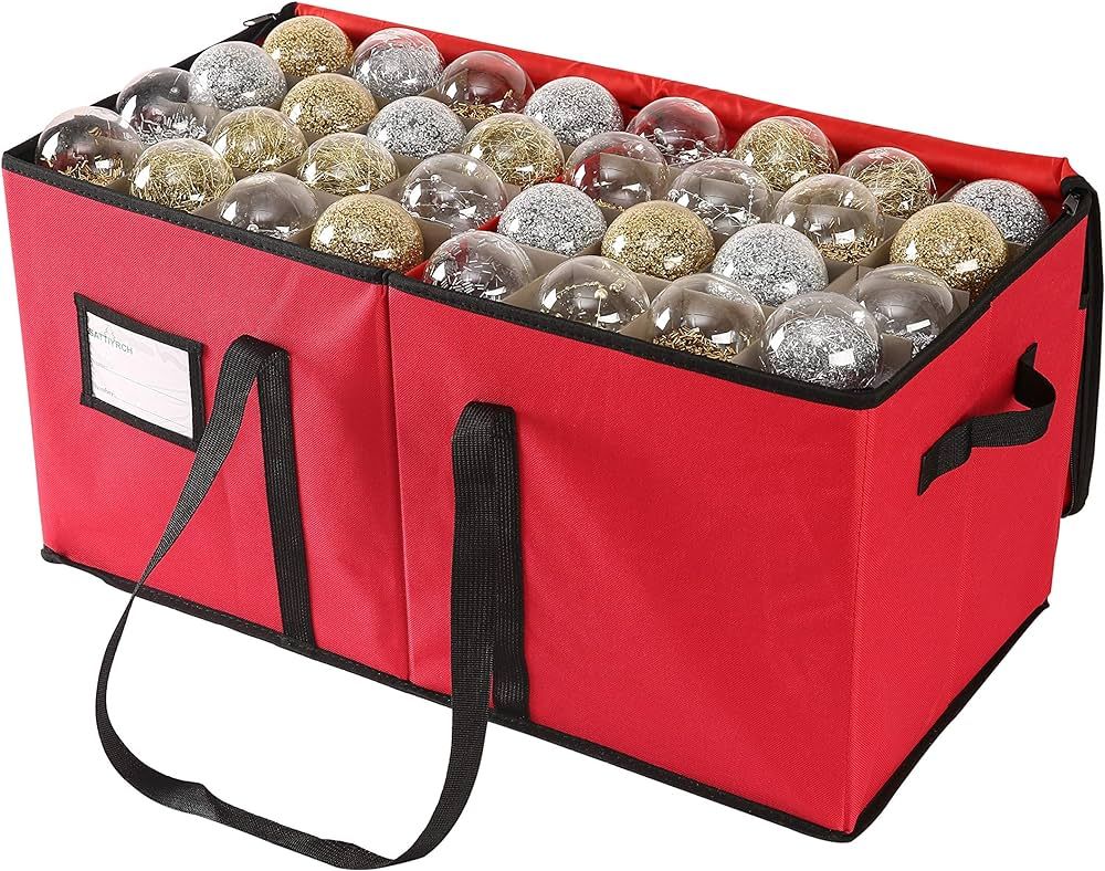 Sattiyrch Christmas Ornament Storage Box with Dual Zipper Closure - Box Contributes Slots for 128... | Amazon (US)