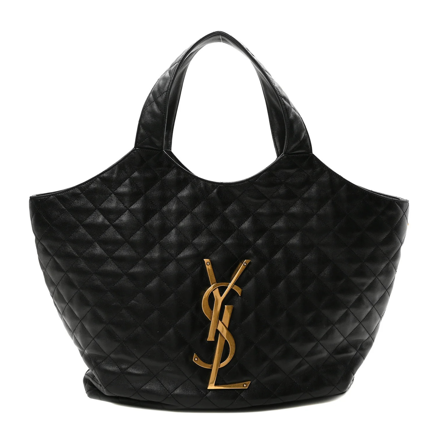 Lambskin Quilted Maxi Icare Shopping Tote Black | FASHIONPHILE (US)