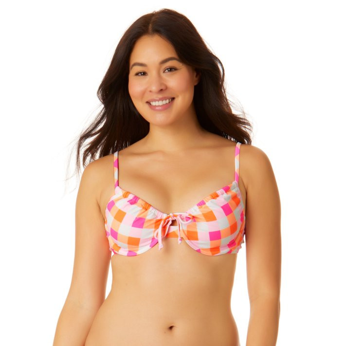 No Boundaries Juniors Mix and Match Underwire Gingham Print Bikini Swimsuit Top | Walmart (US)