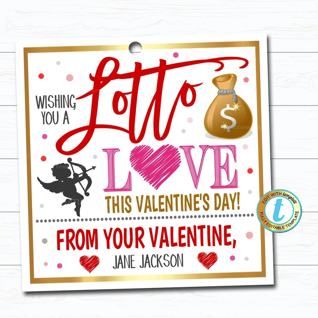 Valentine Lottery Ticket Gift Tag, Wishing You a Lotto Love, Valentine's Day Teacher Staff Employ... | Etsy (US)