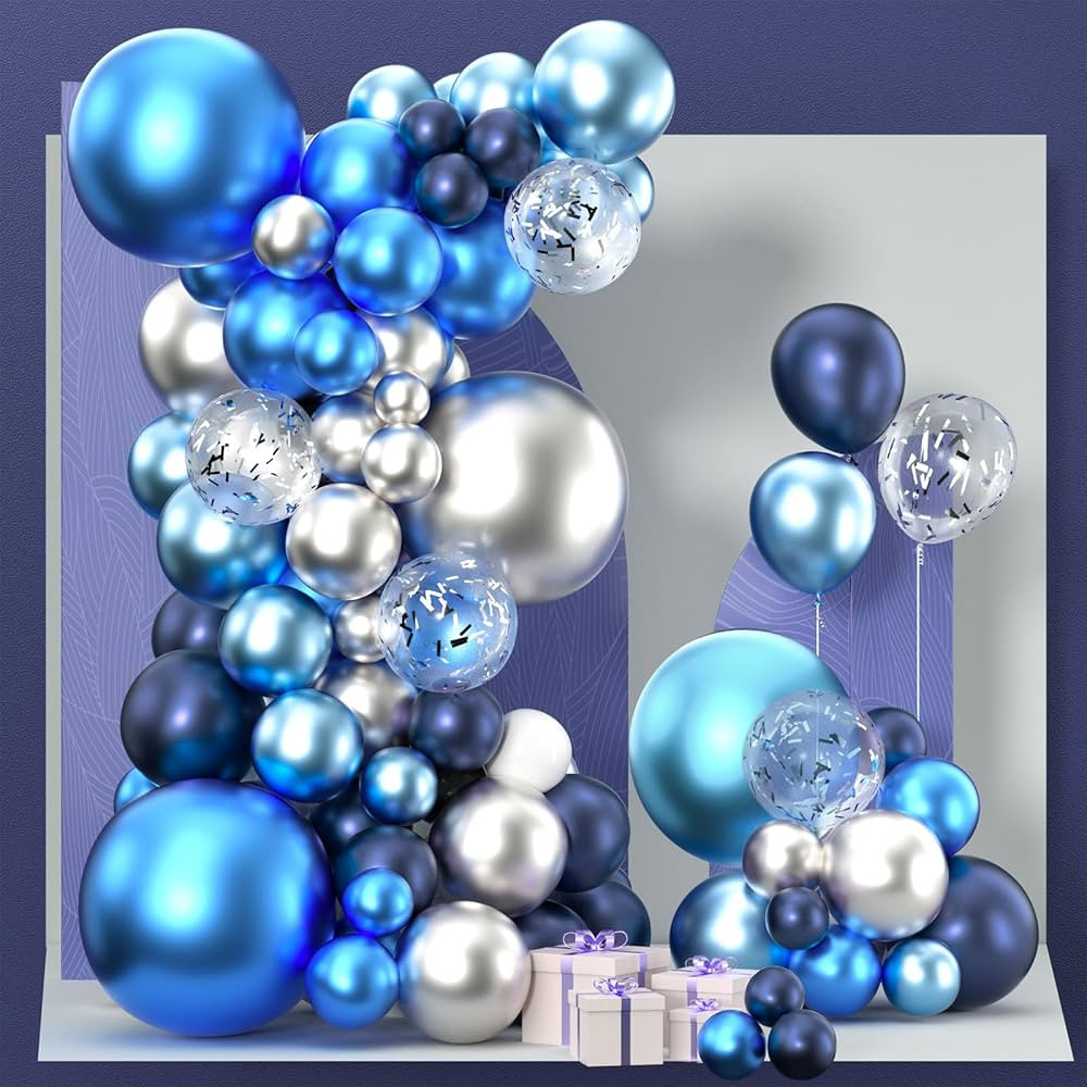 PartyWoo Blue Shades Balloon Garland Kit, 130 pcs Shades of Blue Balloons Different Sizes Pack of... | Amazon (US)