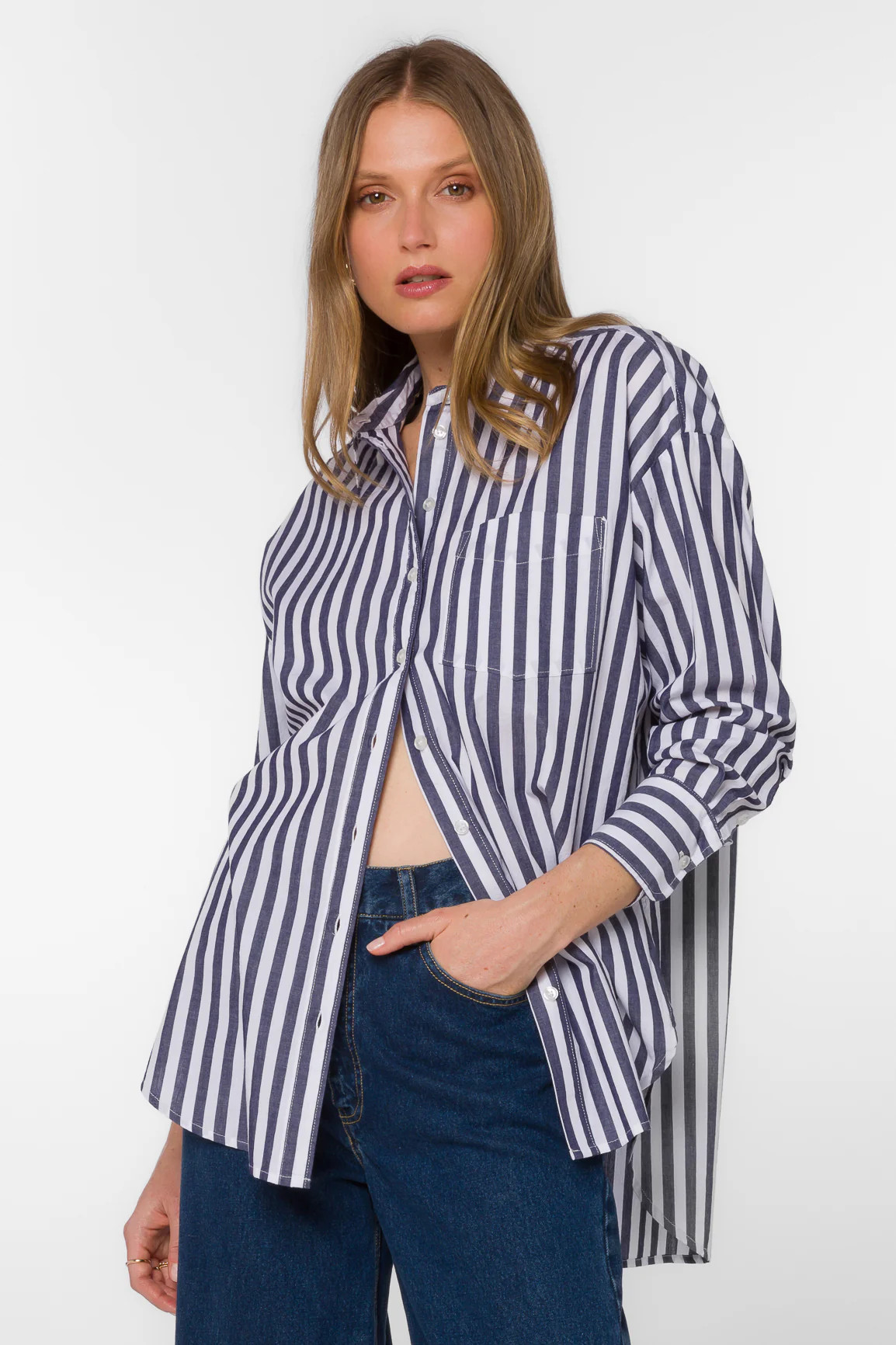 Waylon Navy Stripe Shirt | Velvet Heart Clothing