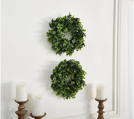 Set of 2 Real Touch Eucalyptus Mini Wreaths by Valerie - QVC.com | QVC