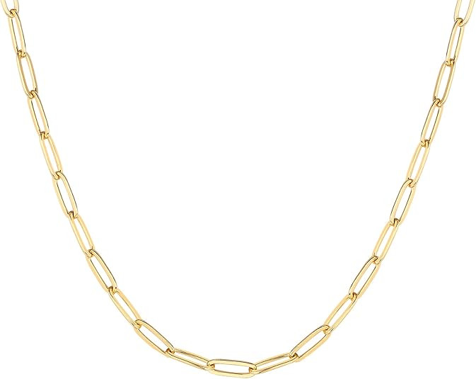 PAVOI 14K Gold Plated Paperclip Chain Necklace | Adjustable Necklaces for Women | Amazon (US)
