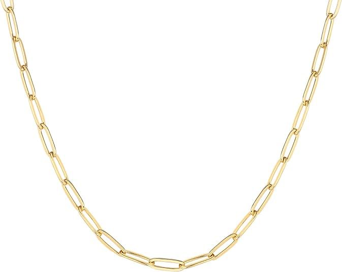 PAVOI 14K Gold Plated Paperclip Chain Necklace | Adjustable Necklaces for Women | Amazon (US)