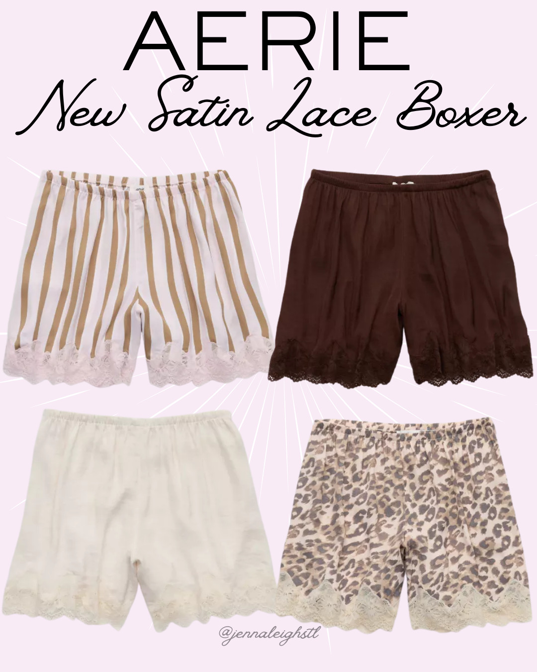 Satin lace boxer shorts are everywhere right now and Aerie has them in so many great colors and patterns. 

 #LTKootd #LTKSeasonal #LTKMidsize
