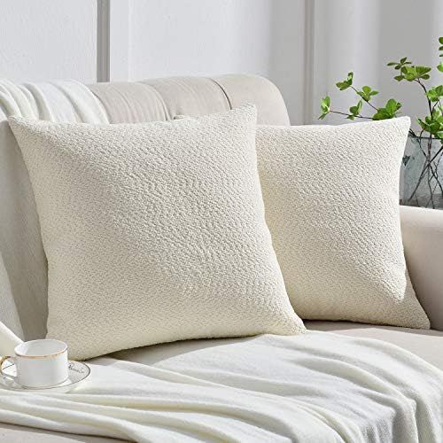 Amazon.com: Rythome Set of 2 Cozy Boucle-Like Textured Throw Pillow Covers for Couch and Bed - 20... | Amazon (US)