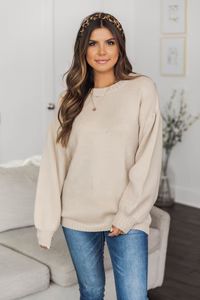 Let My Heart Run Wild Beige Sweater SALE | The Pink Lily Boutique