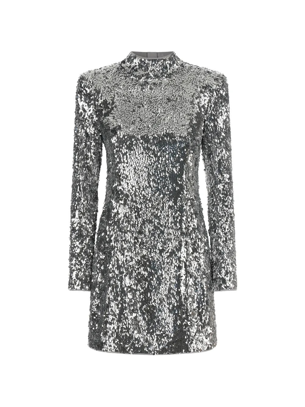 Balmain sequin-embellished structured-shoulder mini dress - Silver | Farfetch Global