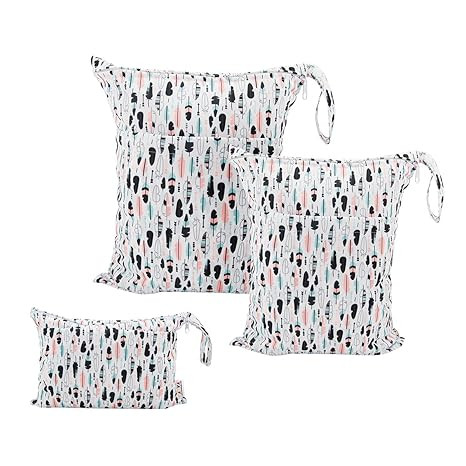 ALVABABY 3pcs Baby Cloth Diaper Wet Dry Bags Waterproof Reusable with Two Pockets Travel Beach Po... | Amazon (US)