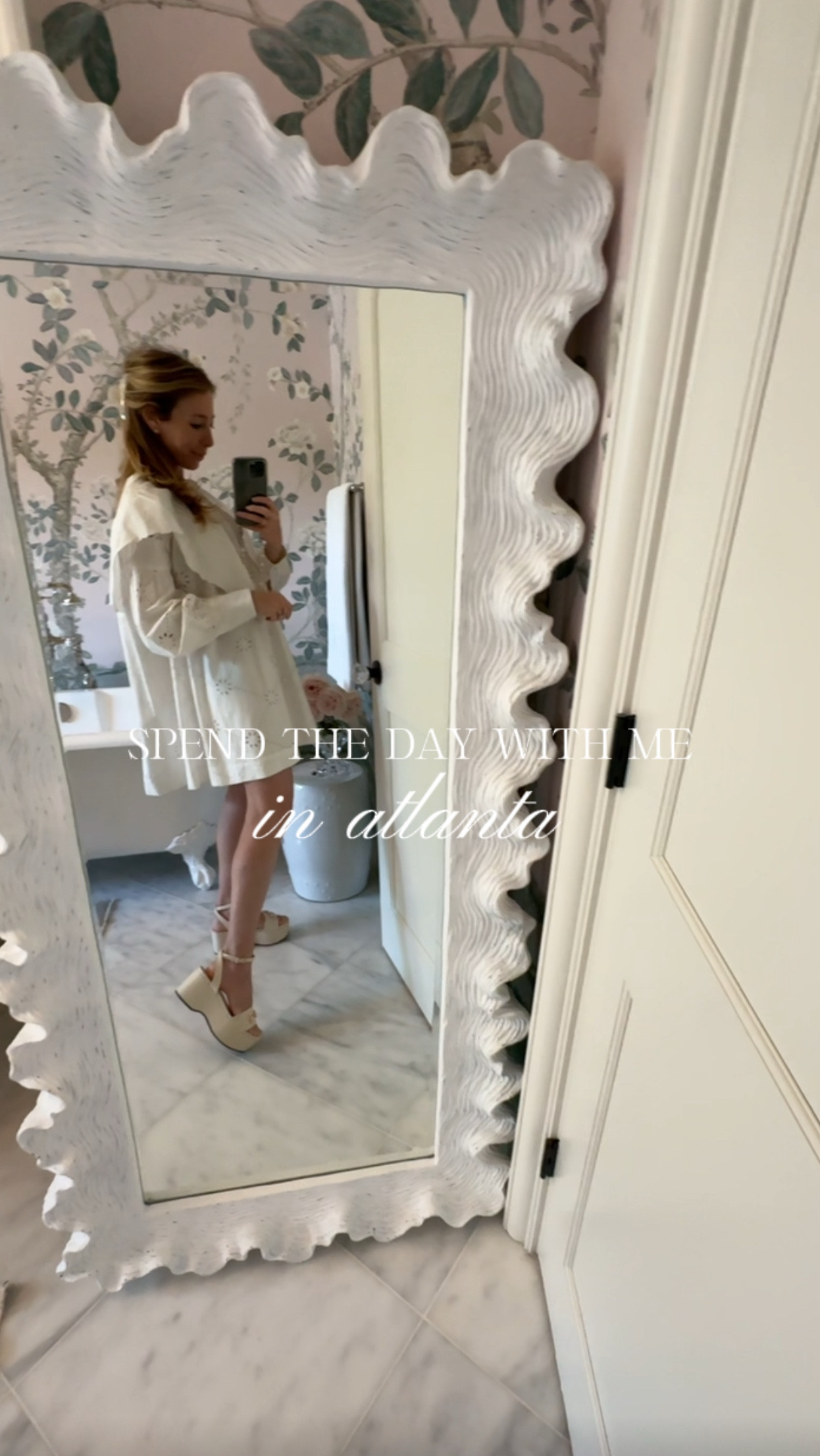 Spend the day with me and the kids! They had off today so I snuck in a workout during normal carpool hour, went to a friends house for an egg dyeing party and took everyone out to dinner. Love this oversized dress and my $29 lookalike flatform sandals. I sized down half a size! 