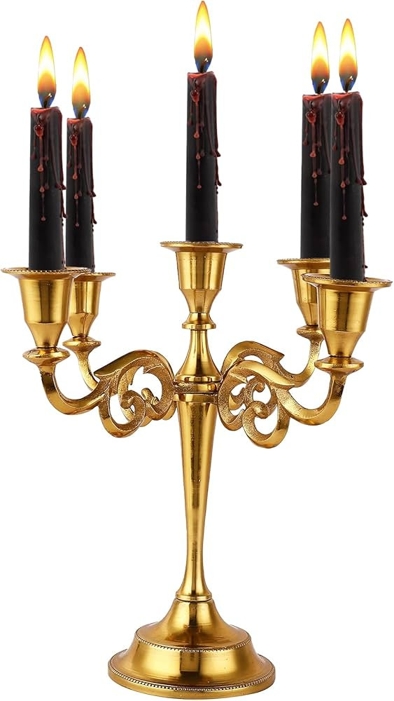 5 Arm Candelabra Taper Candle Holders Christmas Decorations Indoor Kitchen Décor Table Candles C... | Amazon (US)