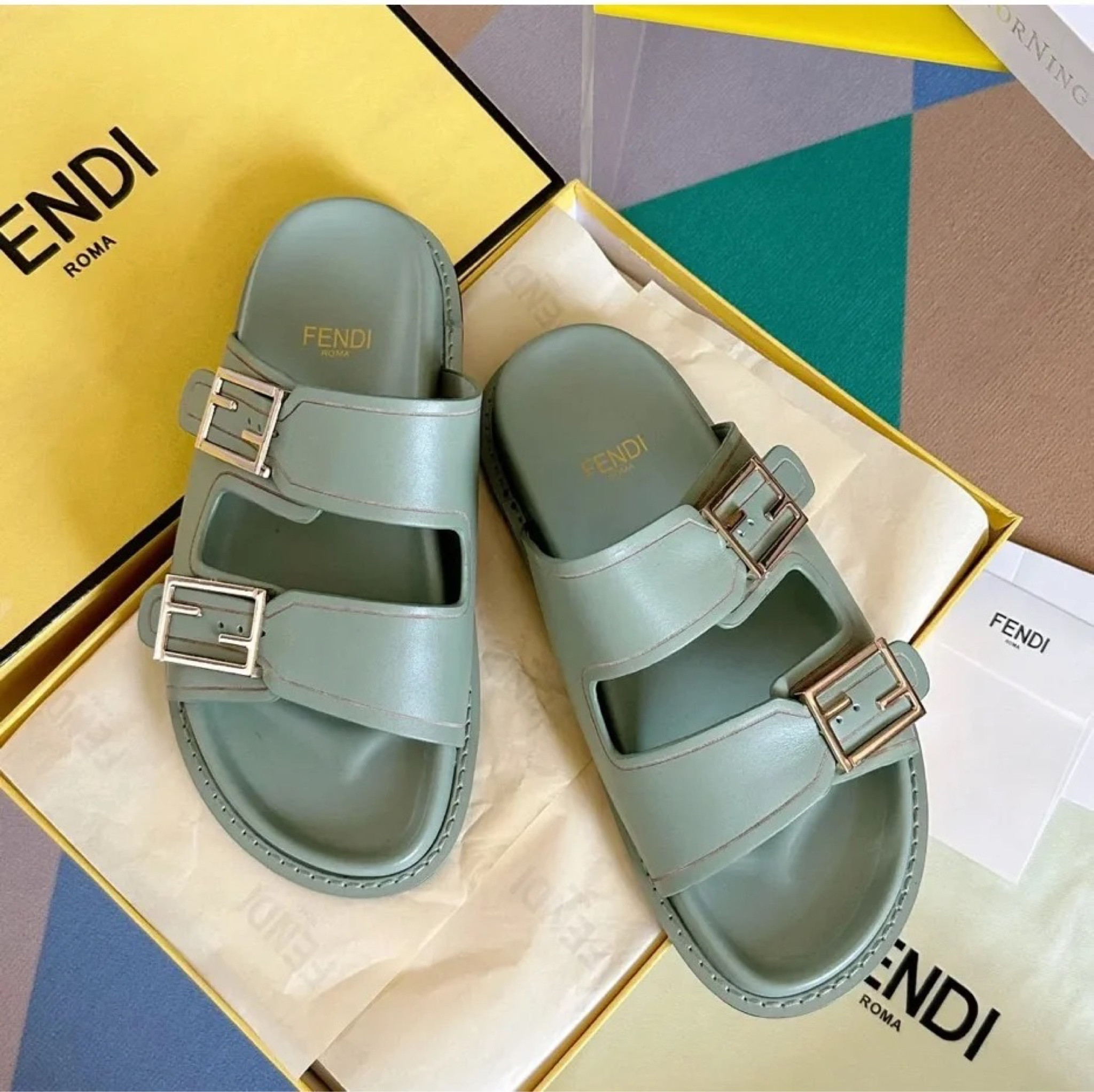 Colorful discount fendi slides