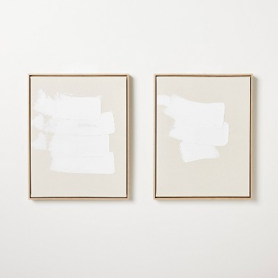 (Set of 2) 16"x20" White Patches Embellished Framed Wall Art Canvas - Threshold™ designed with ... | Target