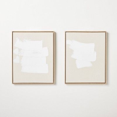 (Set of 2) 16"x20" White Patches Embellished Framed Wall Art Canvas - Threshold™ designed with ... | Target