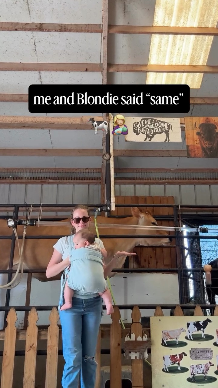 Just two lactating baddies in a barn. 🥛 Literally, where else on the farm would I nurse my baby? (Yes, I was nursing him in this video, always discreet in my @mabecarriers - my code is RACHELB).

Send to your milk maker friends. 

Nursing mom | nursing humor | breastfeeding | milk maker | mom reel | mom humor | pumping | I’m a cow | farm | baby wearing