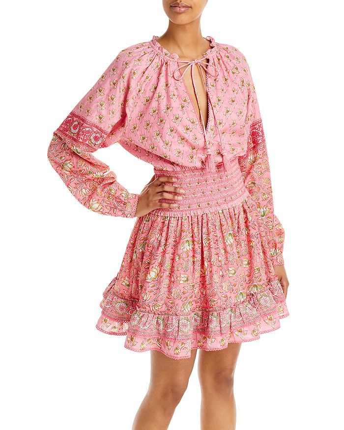 Cotton Block Print Peasant Mini Dress | Bloomingdale's (US)