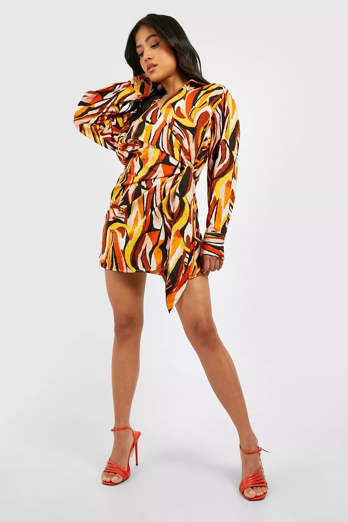 Petite Zebra Wrap Shirt Dress | Boohoo.com (UK & IE)