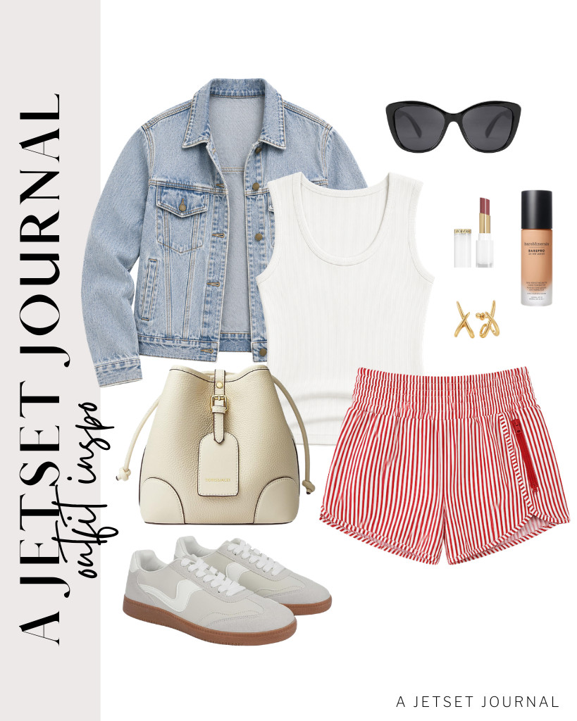 These bestseller athletic shorts are perfect for BESTPOEM’s cropped tank top and denim jacket from AUTOMET. You can style this fit with Tigeridea sneakers and a leather bucket crossbody bag from DORIS&JACKY.

#LTKSeasonal #LTKSaleAlert #LTKTravel
 

 