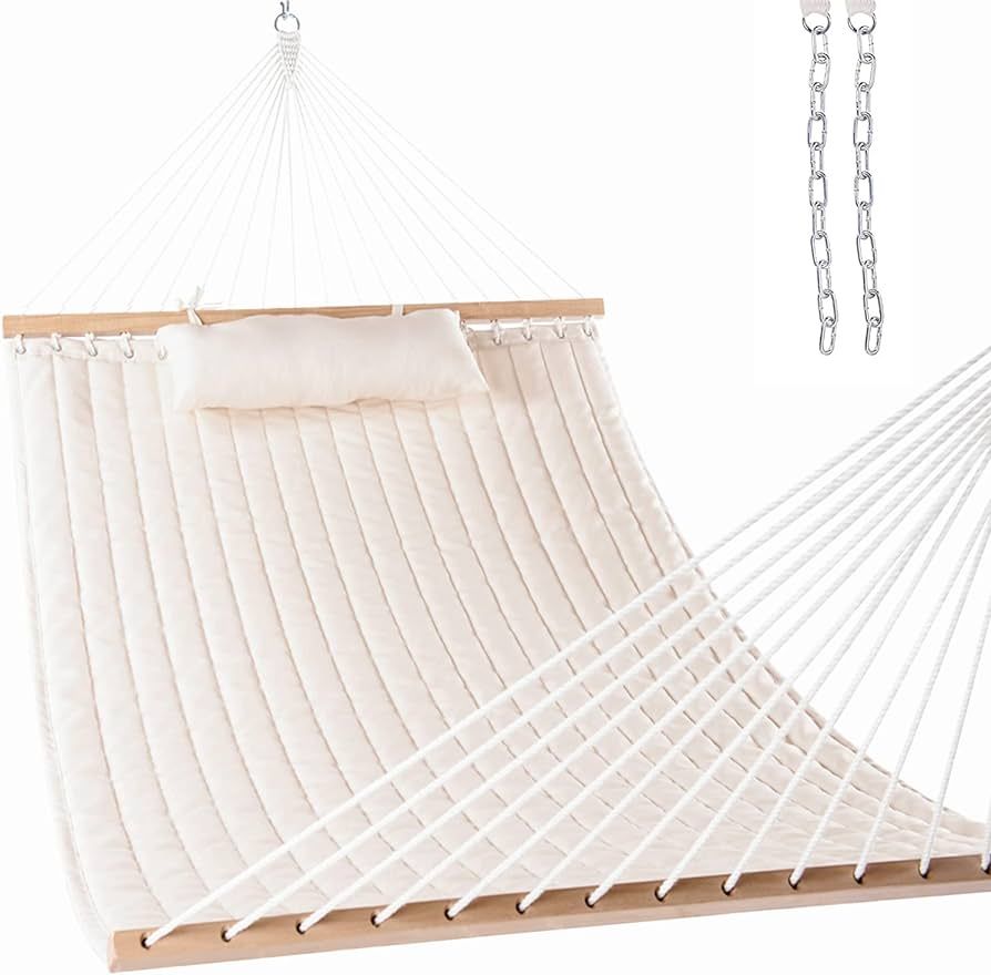 Lazy Daze 12 FT Double Quilted Fabric Hammock with Spreader Bars and Detachable Pillow, 2 Person ... | Amazon (US)