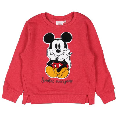 Disney Toddler Boys' Mickey Mouse Tufted Patch Smiles Everyone Sweatshirt, 12M | Target