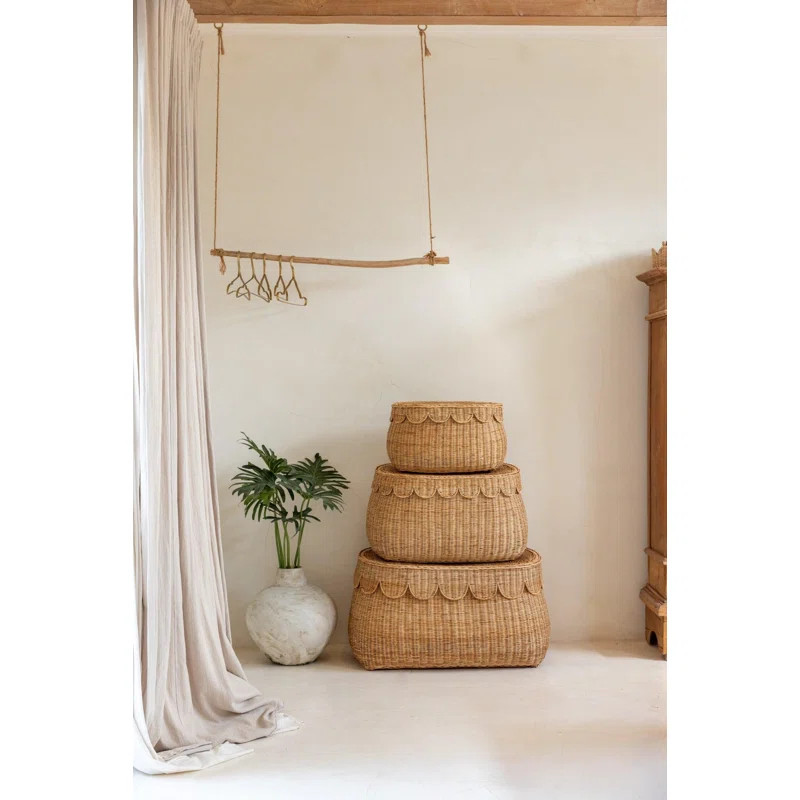 Zaara's Market 3 Piece Scallop Rattan Basket Set (Small, Medium, Large) | Wayfair | Wayfair North America