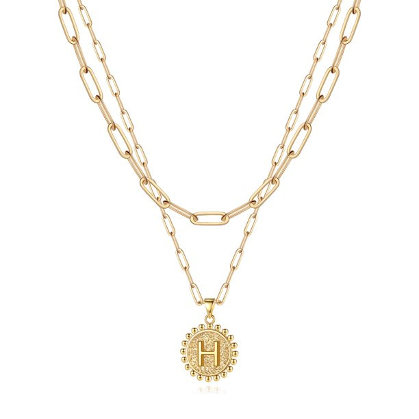 TINGN Layered Initial Necklaces for Women 14K Gold Plated Girls Dainty Layering Paperclip Choker ... | Walmart (US)