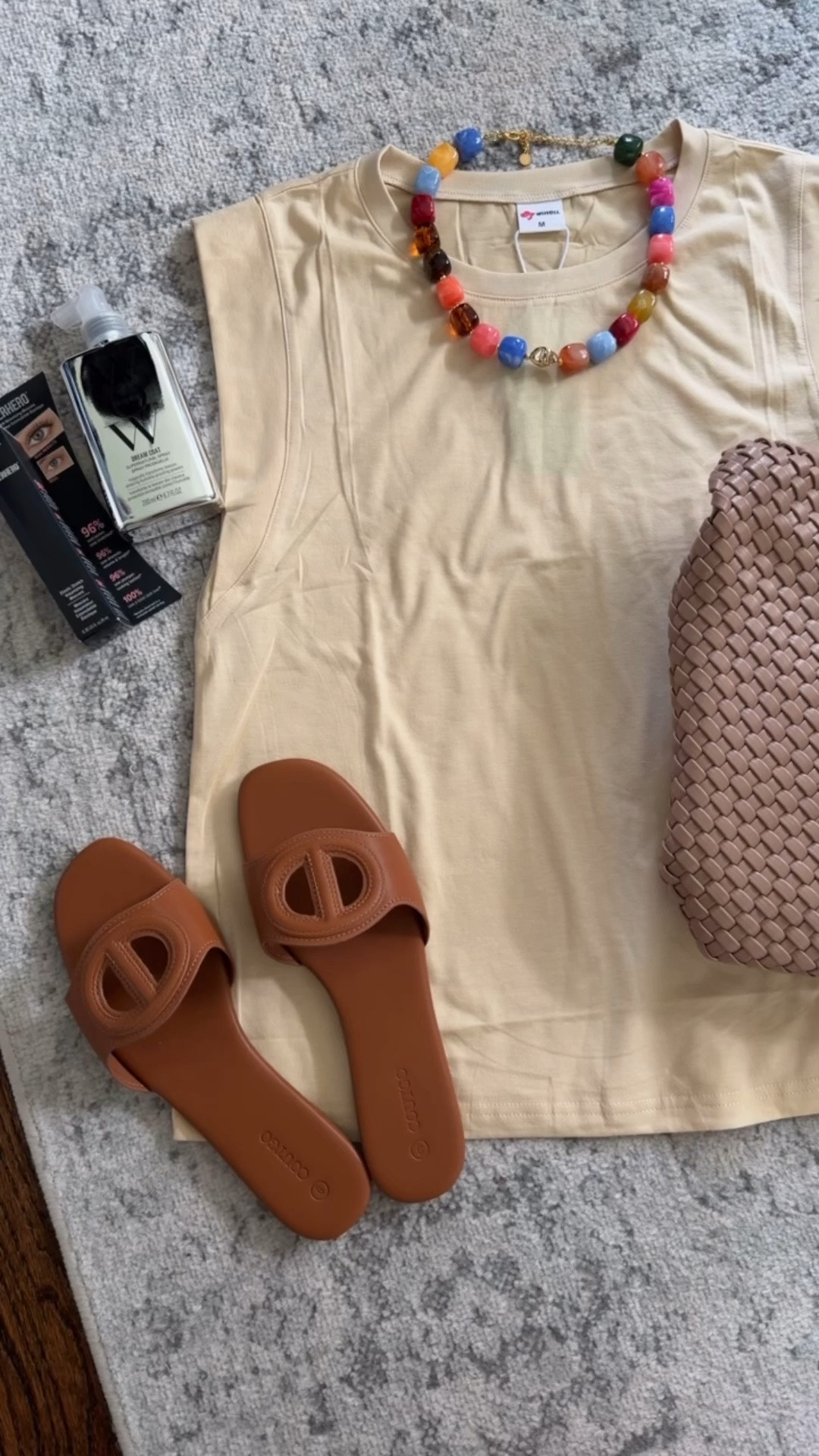 A few of my Amazon Prime orders arrived! The tee shirt is an instant yes but I expected a bright yellow color, not this dull hue. Make sure to size up; I sized up one size from a small to a medium. The sandals are narrow and comfortable for short distances. Fit tts. The necklace and bag are great for the price. The bag was $39 on sale when I shared it, but looks to be sold out today. #amazonfashion

#LTKSaleAlert