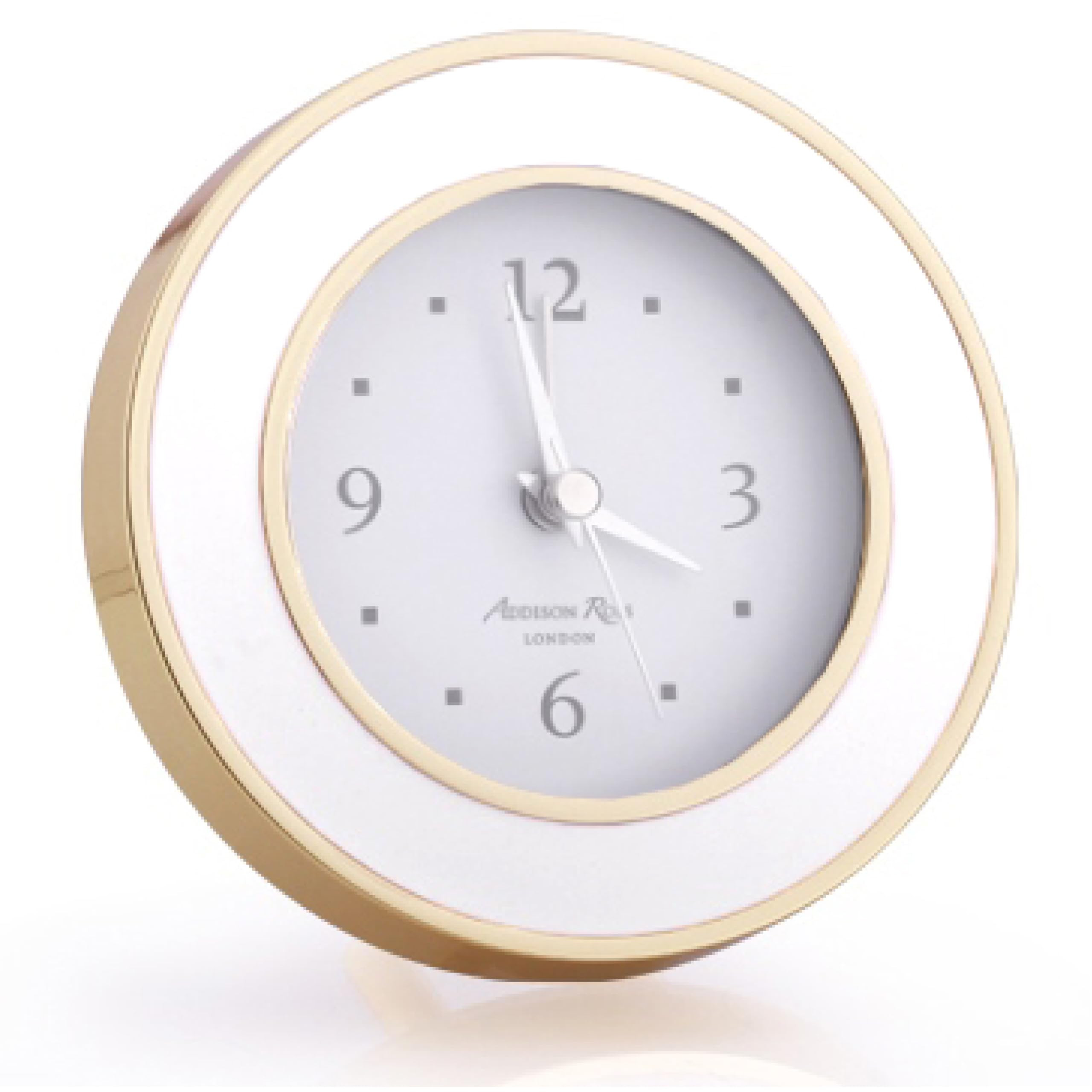 Addison Ross White and Gold Plated Silent Alarm Clock with Enamel Finish, Sweep Movement, Glow in... | Amazon (US)