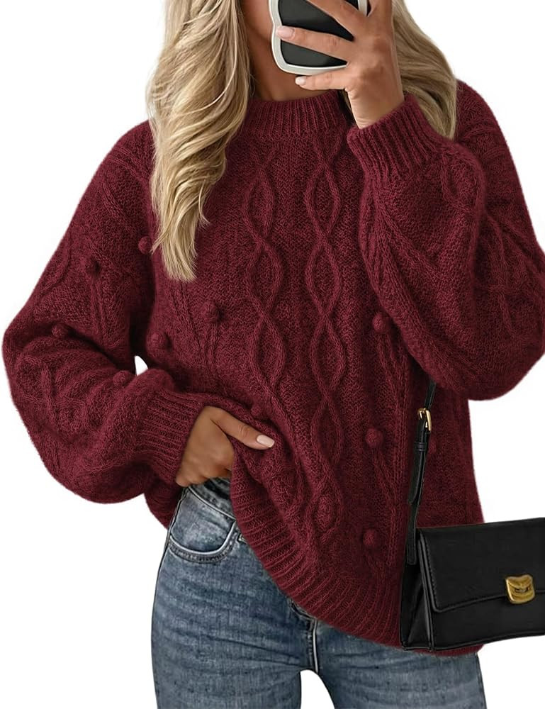 ZESICA Women's Fall Winter Cable Knit Oversized Cozy Knit Pullover Sweaters | Amazon (US)