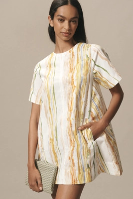 The Emmy Short-Sleeve Swing Mini Dress by Maeve | Anthropologie (US)
