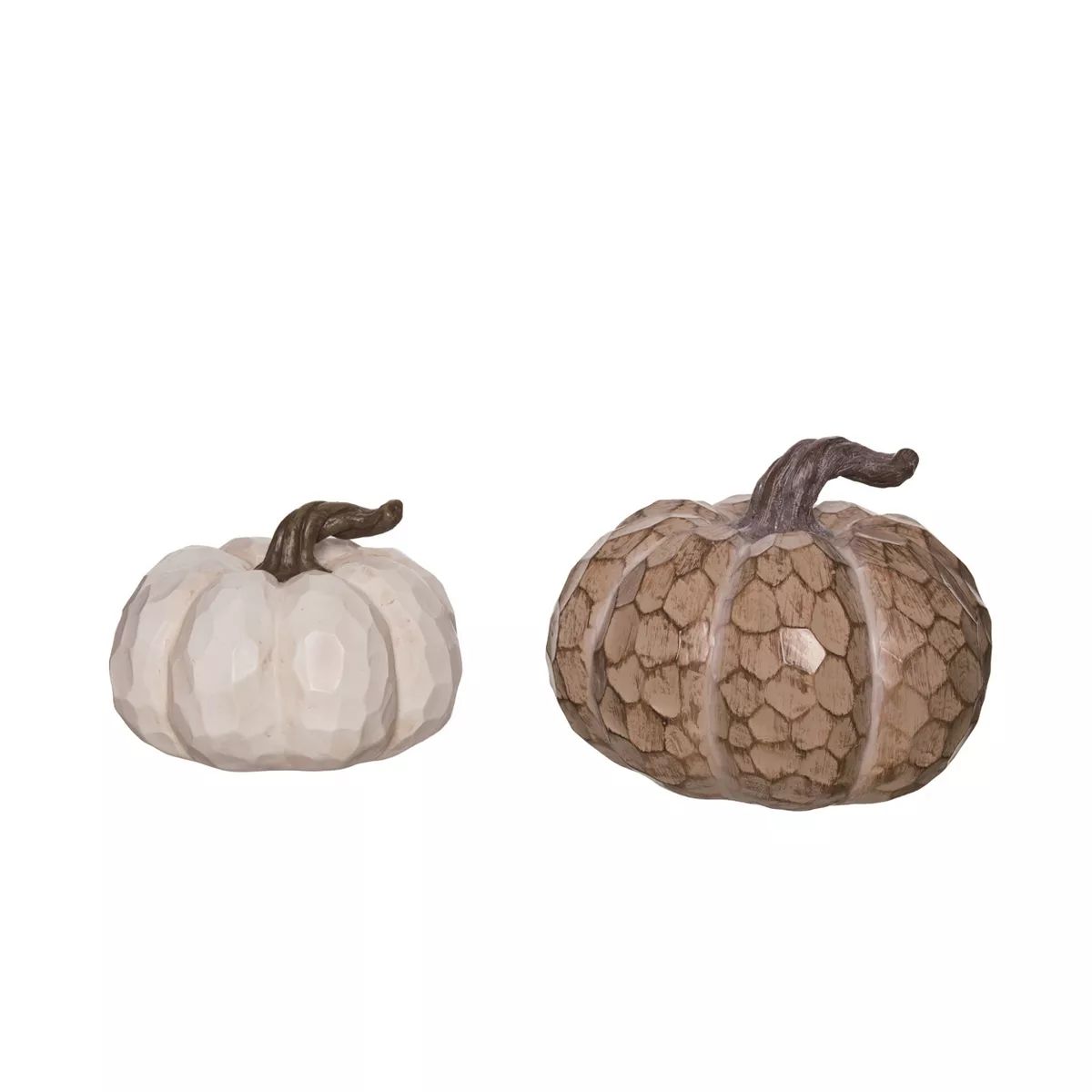 Transpac Resin 8.25 in. Multicolor Harvest Faux-Handcarved Pumpkin Decor Set of 2 | Target