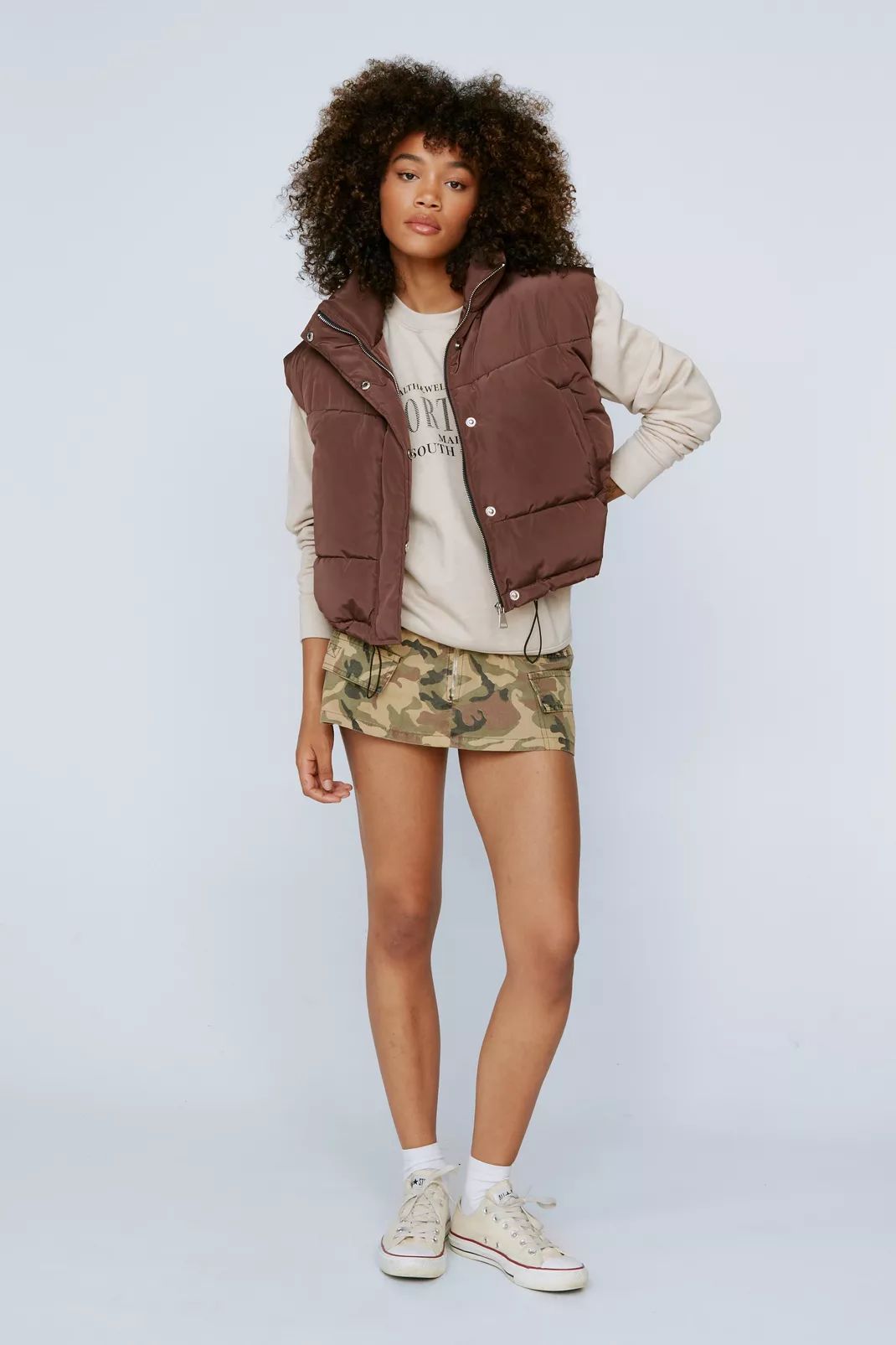 Cropped Puffer Zip Through Body Warmer | Nasty Gal (US)