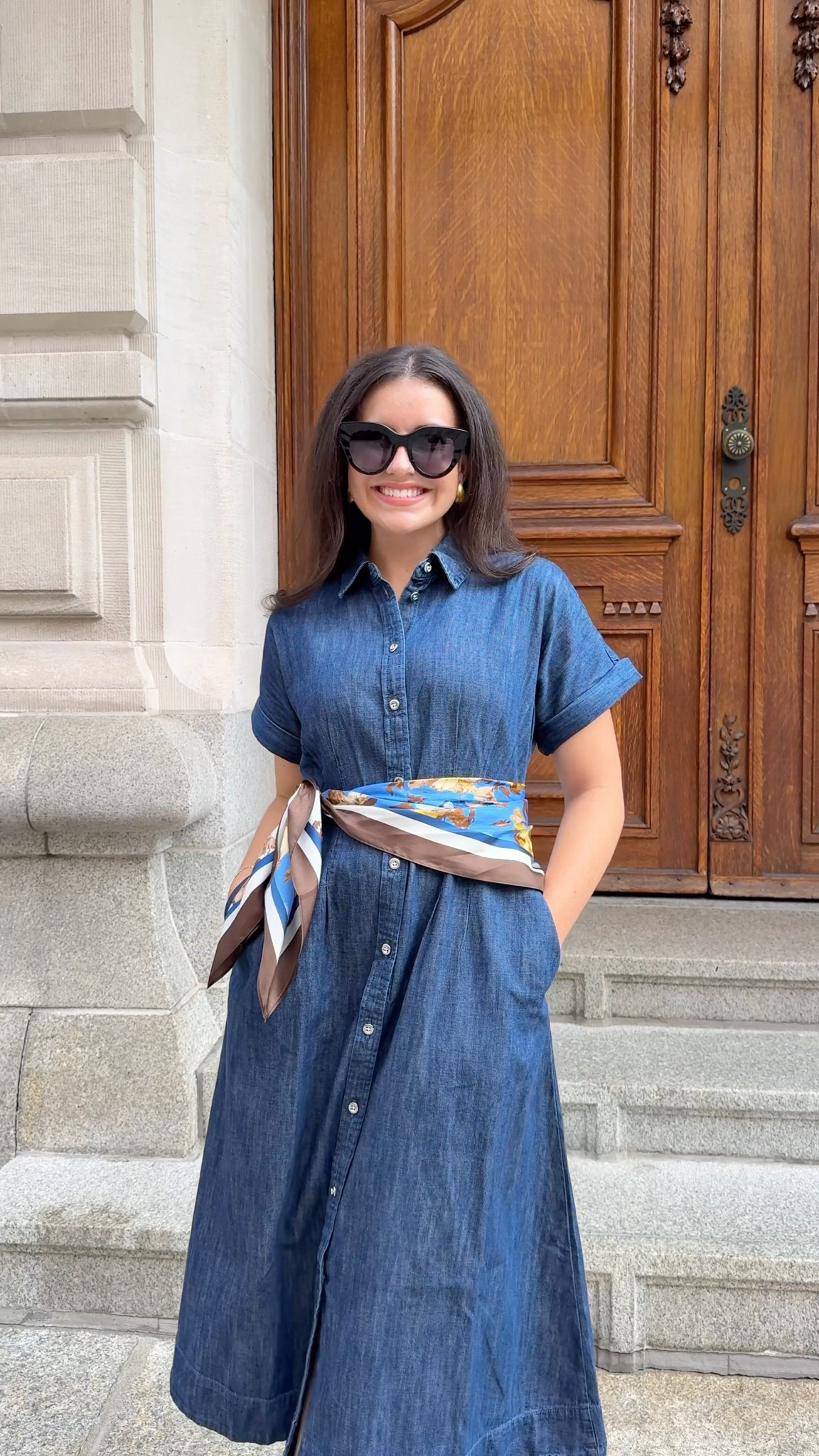  One dress & scarf - 5 ways to style it with @talbotsofficia! This dress is perfect for work - I can’t believe I’m heading back to school in a few short weeks! Always love a piece that is polished and professional, but still comfortable to wear all day. 💙 #talbots #ad 